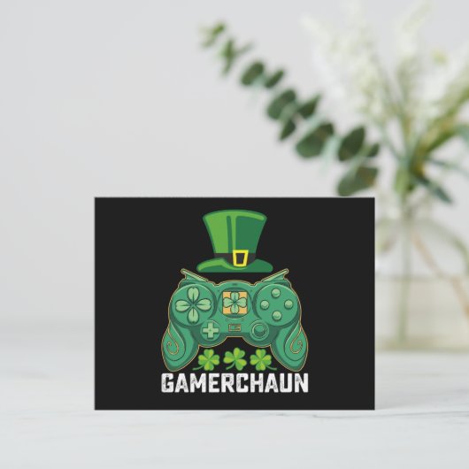 Carte Postale Gamerchaun Gamer Jeux de jeu Saint Patrick's Day (Debout devant)
