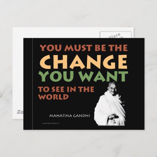 Carte postale Gandhi (Devant / Derrière)