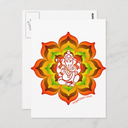 Carte Postale Ganesh à Lotus (Devant / Derrière)