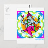 Carte Postale Ganesh dans Rainbow coloré design (Devant / Derrière)