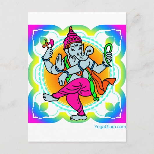 Carte Postale Ganesh dans Rainbow coloré design (Devant)