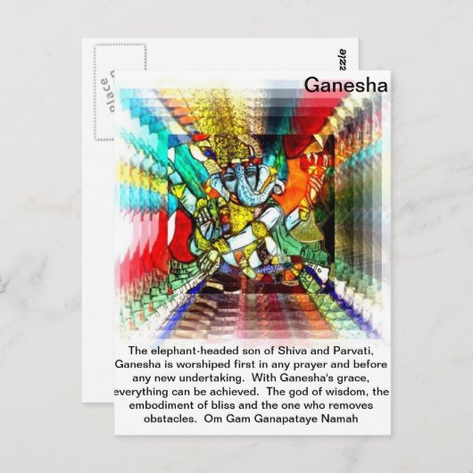 Carte postale Ganesha (Devant / Derrière)