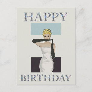 Carte Postale Gants de soirée pour femme vintage 1950 Joyeux ann