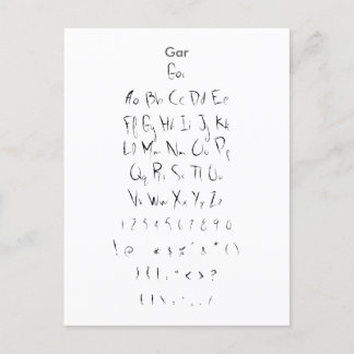 Carte Postale Gar - Feuille d'échantillonnage de police Zazzle