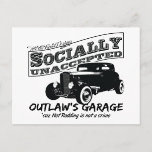 Carte Postale Garage de hors-la-loi. Hot Rods socialement inacce