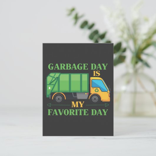 Carte Postale Garbage Day Kids Garbage Truck Trash Recyclage (Debout devant)