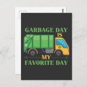 Carte Postale Garbage Day Kids Garbage Truck Trash Recyclage (Devant / Derrière)