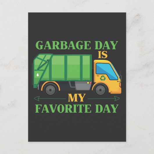 Carte Postale Garbage Day Kids Garbage Truck Trash Recyclage (Devant)