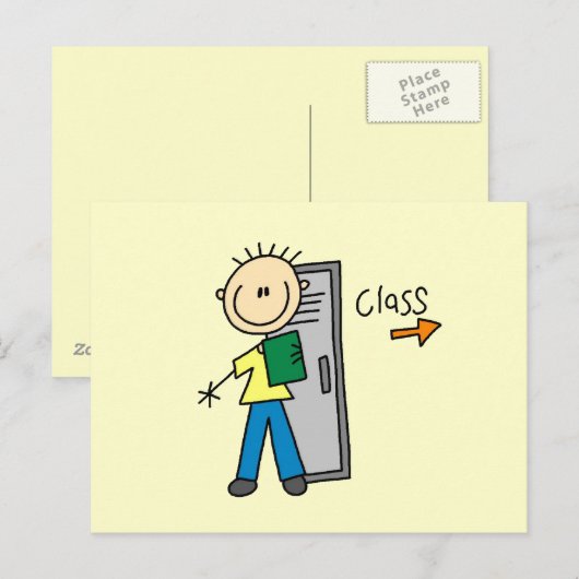 Carte Postale Garçon à l'école (Devant / Derrière)