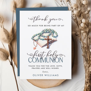 Carte Postale Garçon aquarelle Première Sainte Communion Merci