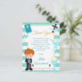 Carte Postale Garçon aux cheveux roux Première communion Merci (Debout devant)