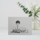 Carte Postale Garçon avec art chien (Debout devant)