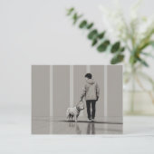Carte Postale Garçon avec art chien (Debout devant)