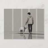 Carte Postale Garçon avec art chien (Devant)