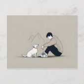 Carte Postale Garçon avec art chien (Devant)