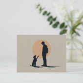 Carte Postale Garçon avec art chien (Debout devant)