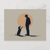 Carte Postale Garçon avec art chien (Devant)
