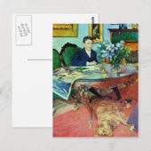 Carte Postale Garçon avec chien sous table (Devant / Derrière)