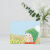 Carte Postale Garçon avec Primroses sauvages (Debout devant)