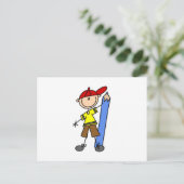 Carte Postale Garçon Bâton Avec Crayon (Debout devant)