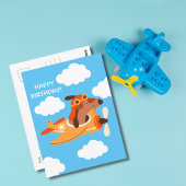 Carte Postale Garçon Birthday Chien Pilote Volant Avion mignon d