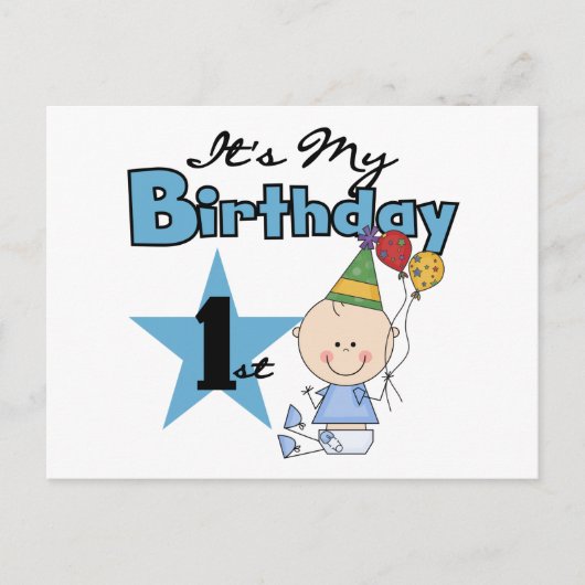 Carte Postale Garçon C'est mes t-shirts et cadeaux d'anniversair (Devant)