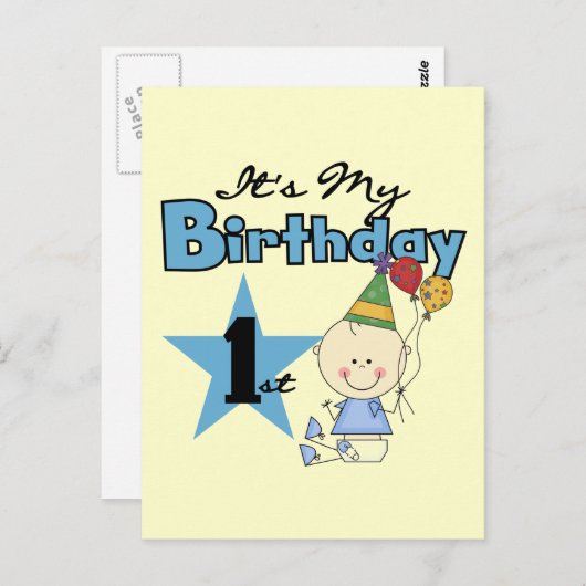 Carte Postale Garçon C'est mes t-shirts et cadeaux d'anniversair (Devant / Derrière)