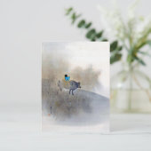 Carte Postale Garçon chevauchant une vache et soufflant une flot (Debout devant)