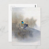 Carte Postale Garçon chevauchant une vache et soufflant une flot (Devant / Derrière)