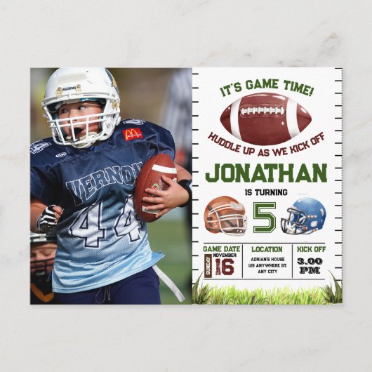 Carte Postale Garçon d'anniversaire de football (Devant)