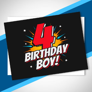 Carte Postale Garçon d'anniversaire Super-héros - 4 ans - 4ème a