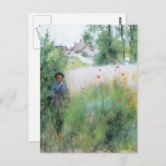 Carte Postale Garçon dans le pré (Devant / Derrière)