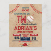 Carte Postale Garçon de 2 ans anniversaire baseball (Devant)