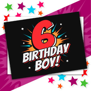 Carte Postale Garçon de 6 ans super-héros Anniversaire 6ème anni