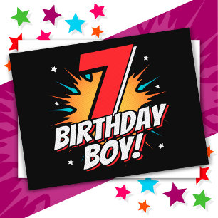 Carte Postale Garçon de 7 ans super-héros Anniversaire 7e Annive