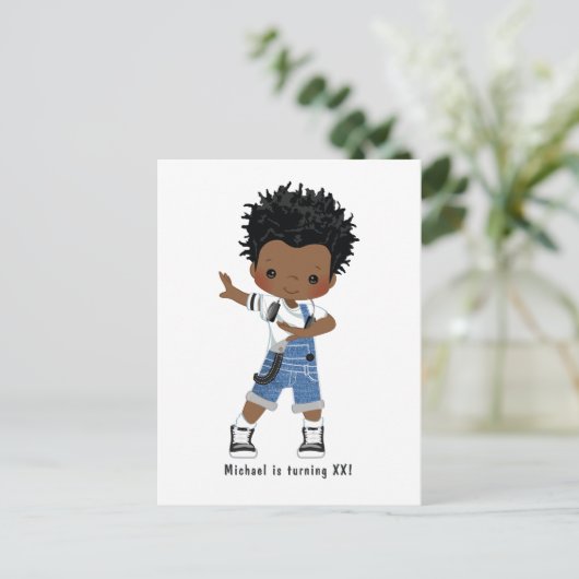 Carte Postale Garçon de danse hip hop rap noir pour fête d'anniv (Debout devant)