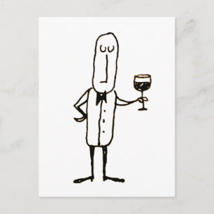 Carte Postale Garçon de dessin animé tenant un verre à vin