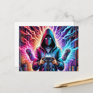 Carte Postale Garçon de gamer coloré cool 