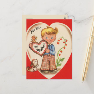 Carte Postale Garçon de la Saint-Valentin rétro vintage mignon