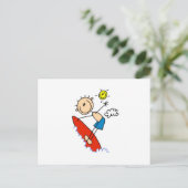 Carte Postale Garçon de surf en bonhomme allumette (Debout devant)