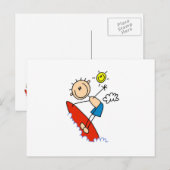 Carte Postale Garçon de surf en bonhomme allumette (Devant / Derrière)