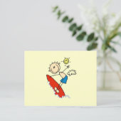 Carte Postale Garçon de surf en bonhomme allumette (Debout devant)