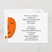 Carte Postale Garçon drôle Machine à voyager dans le temps Blagu (Devant / Derrière)