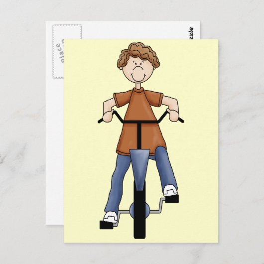 Carte Postale Garçon En Vélo (Devant / Derrière)