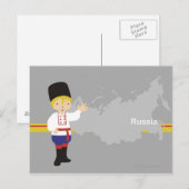 Carte Postale Garçon en vêtements russes traditionnels devant (Devant / Derrière)