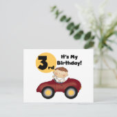 Carte Postale Garçon en voiture rouge 3e anniversaire T-shirts e (Debout devant)