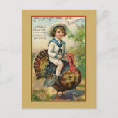 Carte Postale Garçon équitation Turquie Vintage Thanksgiving (Devant)