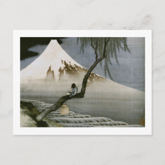 Carte Postale Garçon et Mont Fuji Hokusai Art japonais