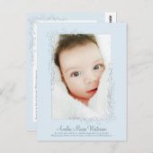 Carte Postale Garçon Faire-part de naissance bleu (Devant / Derrière)