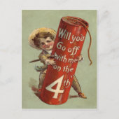 Carte Postale Garçon Feu d'artifice Pétard Allumette (Devant)